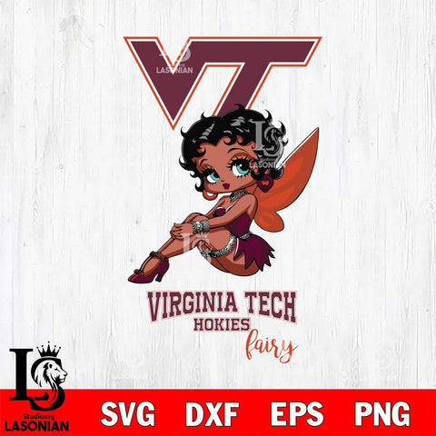 Virginia Tech Hokies Beauty Black Fairy Betty Boop, Svg Eps Dxf Png File, Digital Download