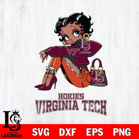 Virginia Tech Hokies Betty Boop Black Fan Girl Svg Eps Dxf Png File, Digital Download, Instant Download