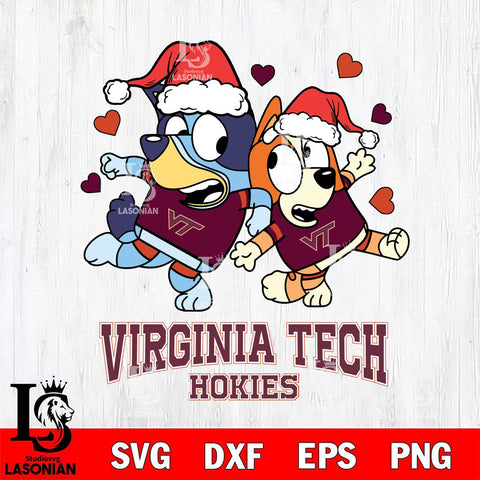 Virginia Tech Hokies Bluey Christmas NFL Svg Eps Dxf Png File, Digital Download