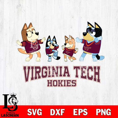 Virginia Tech Hokies Bluey Dance Squats Svg Eps Dxf Png File, Digital Download, Instant Download