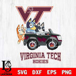 Virginia Tech Hokies Bluey friends car Svg Eps Dxf Png File, NCAA svg, Digital Download, Instant Download