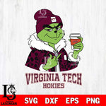 Virginia Tech Hokies Boujee Grinch Leopard Christmas Cut Files Cricut, Svg Dxf Eps Png file, Digital download , Silhouette