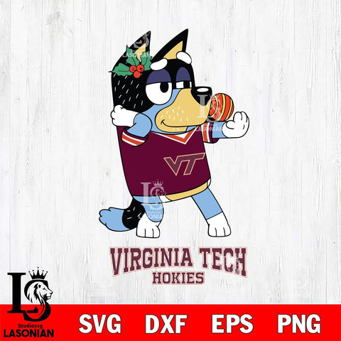 Virginia Tech Hokies Christmas Bluey Bandit Heeler Cut Files,Bluey Cricut,Christmas Svg , Bluey svg , Digital Download, dxf eps png pdf file