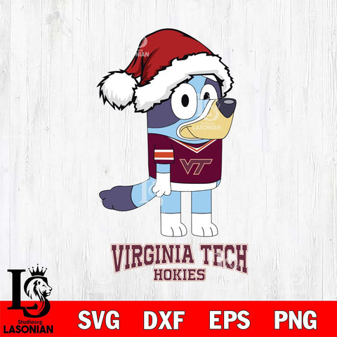 Virginia Tech Hokies Christmas Bluey Hat Cut Files,Bluey Cricut,Christmas Svg , Bluey svg , Digital Download, dxf eps png pdf file