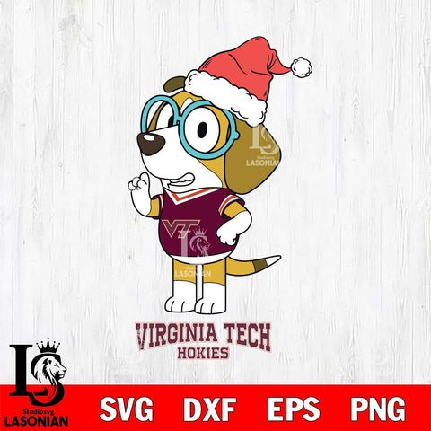 Virginia Tech Hokies Christmas Bluey Honey Sport Cut Files,Bluey Cricut,Christmas Svg , Bluey svg , Digital Download, dxf eps png pdf file