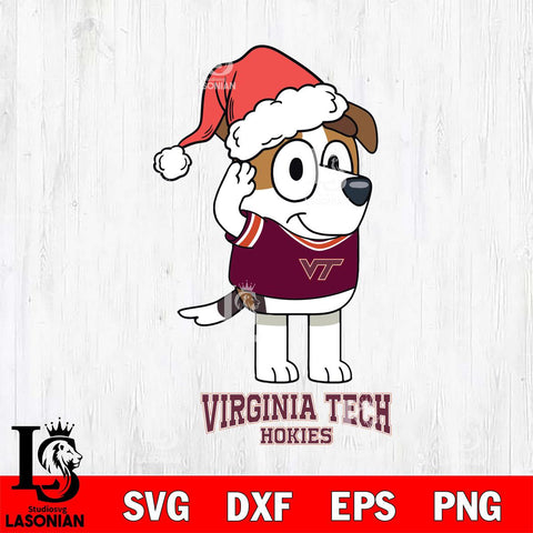 Virginia Tech Hokies Christmas Bluey Jack Sport Cut Files,Bluey Cricut,Christmas Svg , Bluey svg , Digital Download, dxf eps png pdf file