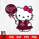 Virginia Tech Hokies Cute Hello Kitty 2 Svg Eps Dxf Png File, Digital Download, Instant Download