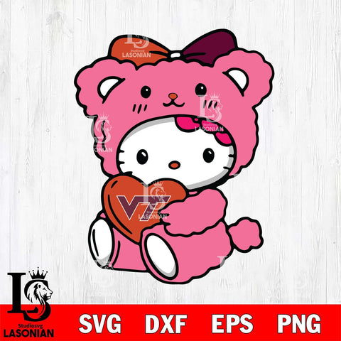 Virginia Tech Hokies Cute Hello Kitty 3 Svg Eps Dxf Png File, Digital Download, Instant Download