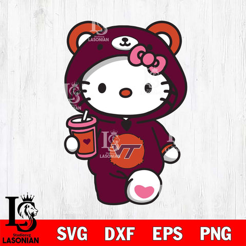 Virginia Tech Hokies Cute Hello Kitty Svg Eps Dxf Png File, Digital Download, Instant Download