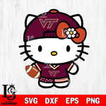 Virginia Tech Hokies Cute Hello Kitty Football 10 Svg Eps Dxf Png File, NCAA svg, Digital Download, Instant Download