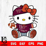 Virginia Tech Hokies Cute Hello Kitty Football 11 Svg Eps Dxf Png File, NCAA svg, Digital Download, Instant Download