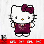 Virginia Tech Hokies Cute Hello Kitty Football 6 Svg Eps Dxf Png File, NCAA svg, Digital Download, Instant Download