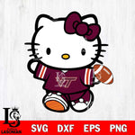 Virginia Tech Hokies Cute Hello Kitty Football 7 Svg Eps Dxf Png File, NCAA svg, Digital Download, Instant Download