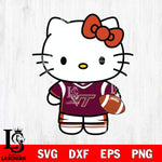 Virginia Tech Hokies Cute Hello Kitty Football 8 Svg Eps Dxf Png File, NCAA svg, Digital Download, Instant Download