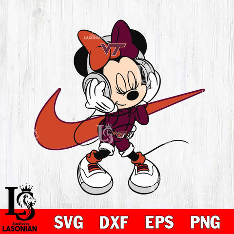 Virginia Tech Hokies Cute Minnie Mouse Dancing Svg Eps Dxf Png File, NCAA svg, Digital Download, Instant Download