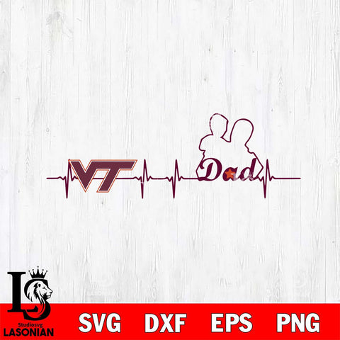 Virginia Tech Hokies Father Heart Beat Svg Eps Dxf Png File, Digital Download, Instant Download