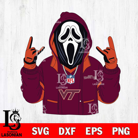 Virginia Tech Hokies Ghostface Scream Football Halloween Svg Eps Dxf Png File, NCAA svg, Digital Download, Instant Download