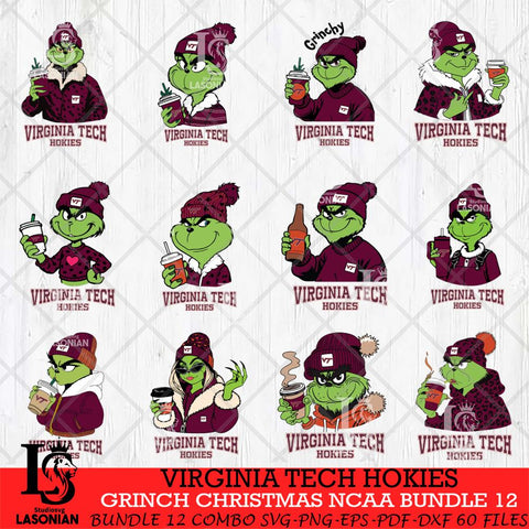 Virginia Tech Hokies Grinch Christmas NCAA Bundle 12 Svg Eps Dxf Png File,Cricut files, Digital Download, Instant Download