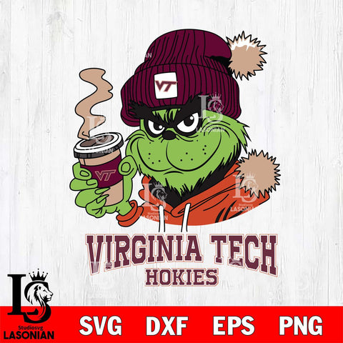 Virginia Tech Hokies Grinch Cofffe Hoodie Cut Files Cricut, Svg Dxf Eps Png file, Digital download , Silhouette