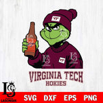 Virginia Tech Hokies Grinch Drinking Beer Christmas Cut Files Cricut, Svg Dxf Eps Png file, Digital download , Silhouette