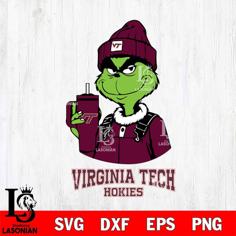 Virginia Tech Hokies Grinch Football Christmas Cut Files Cricut, Svg Dxf Eps Png file, Digital download , Silhouette