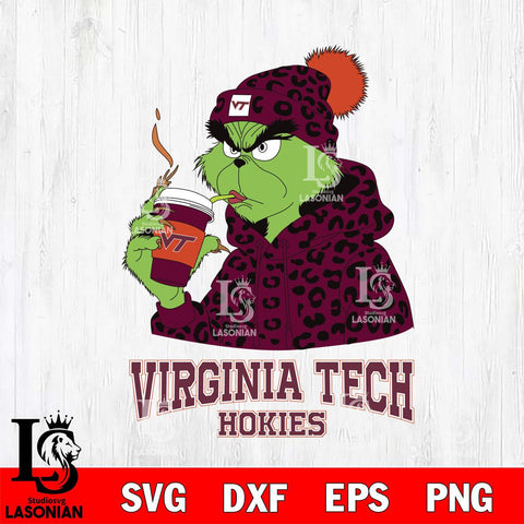 Virginia Tech Hokies Grinch Leopard Christmas Cut Files Cricut, Svg Dxf Eps Png file, Digital download , Silhouette