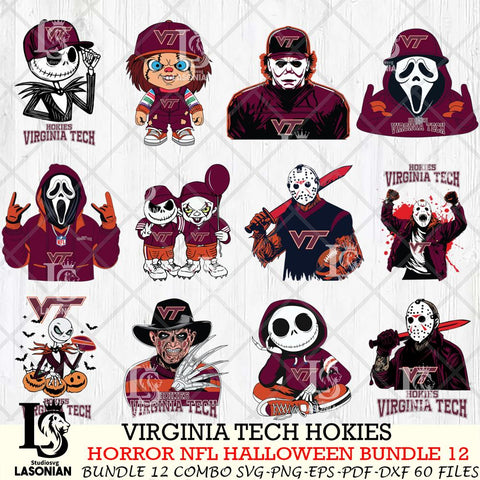 Virginia Tech Hokies Halloween Bundle 12 SVG Svg Eps Dxf Png File, NCAA bundle svg, Digital Download, Instant Download