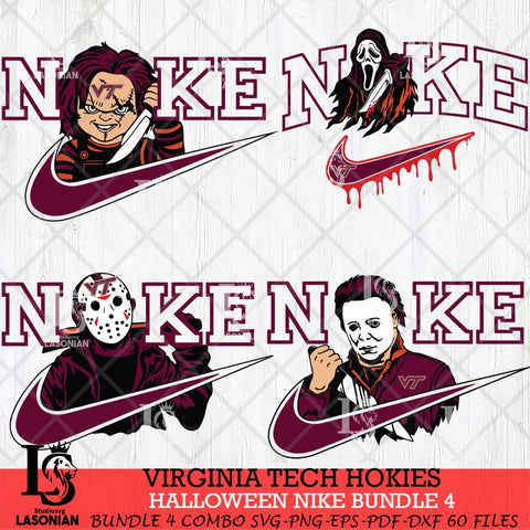 Virginia Tech Hokies Halloween Nike NCAA Bundle 4 Svg Eps Dxf Png File, Digital Download, Instant Download