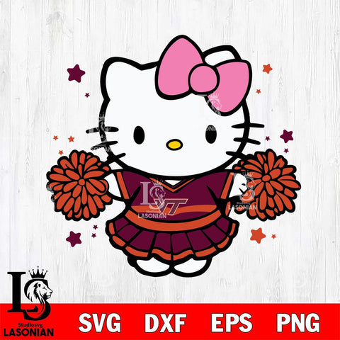 Virginia Tech Hokies Hello Kitty Cheerleader 10 Svg Eps Dxf Png File, Digital Download, Instant Download