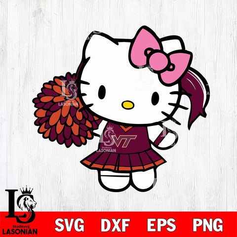 Virginia Tech Hokies Hello Kitty Cheerleader 12 Svg Eps Dxf Png File, Digital Download, Instant Download