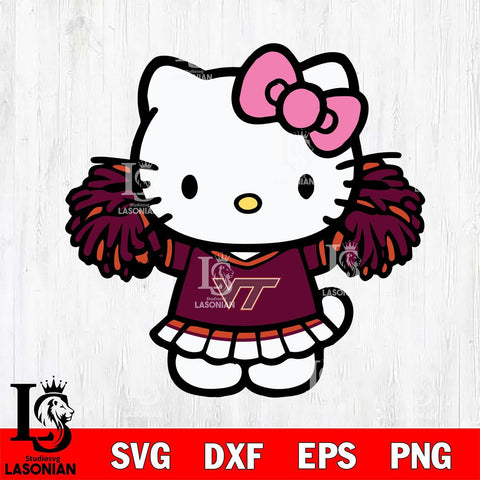 Virginia Tech Hokies Hello Kitty Cheerleader 3 Svg Eps Dxf Png File, Digital Download, Instant Download