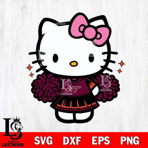 Virginia Tech Hokies Hello Kitty Cheerleader Svg Eps Dxf Png File, Digital Download, Instant Download