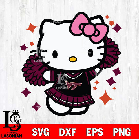 Virginia Tech Hokies Hello Kitty Cheerleader 4 Svg Eps Dxf Png File, Digital Download, Instant Download