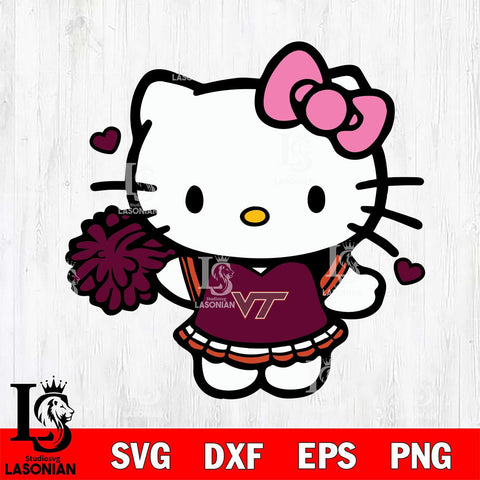 Virginia Tech Hokies Hello Kitty Cheerleader 6 Svg Eps Dxf Png File, Digital Download, Instant Download