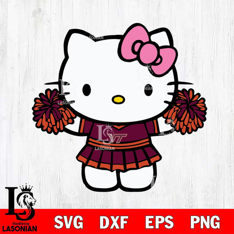 Virginia Tech Hokies Hello Kitty Cheerleader 9 Svg Eps Dxf Png File, Digital Download, Instant Download