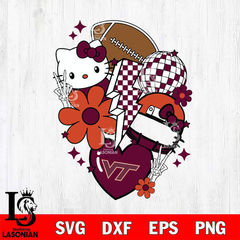 Virginia Tech Hokies Hello Kitty NCAA 2 Svg Eps Dxf Png File, Digital Download, Instant Download