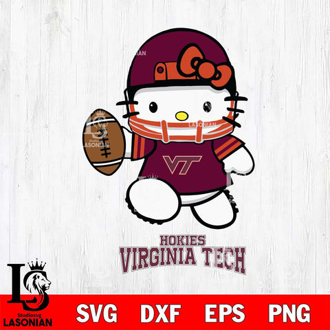 Virginia Tech Hokies Hello Kitty NCAA 4 Svg Eps Dxf Png File, Digital Download, Instant Download