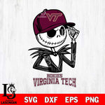 Virginia Tech Hokies Jack Skellington 3 Halloween Svg Eps Dxf Png File, NCAA svg, Digital Download, Instant Download