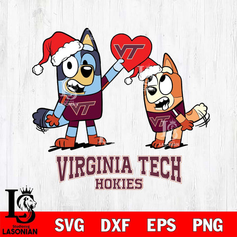 Virginia Tech Hokies Love Bluey Christmas Svg Eps Dxf Png File, Digital Download