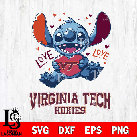 Virginia Tech Hokies Love Stitch, Svg Eps Dxf Png File, Digital Download