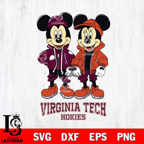 Virginia Tech Hokies Mickey Minnie Mouse Football Svg Eps Dxf Png File, NCAA svg , File Cut , Digital Download , Instant Download, Cut Svg Files