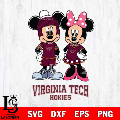 Virginia Tech Hokies Mickey Minnie Mouse Pink Svg Eps Dxf Png File, NCAA svg , File Cut , Digital Download , Instant Download, Cut Svg Files