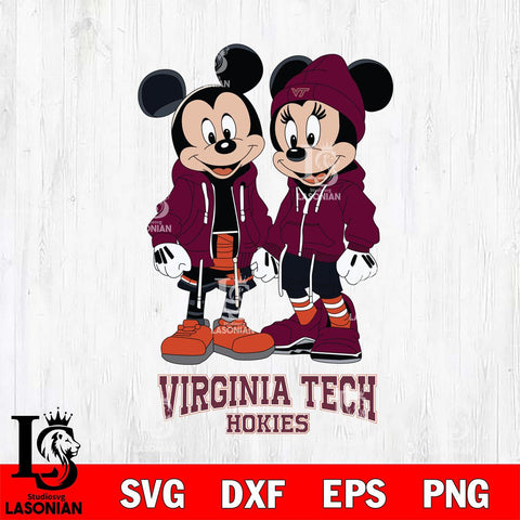 Virginia Tech Hokies Mickey Minnie Mouse Rugby Svg Eps Dxf Png File, NCAA svg , File Cut , Digital Download , Instant Download, Cut Svg Files