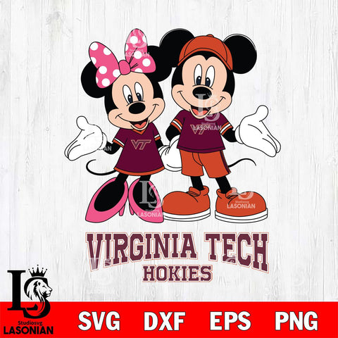 Virginia Tech Hokies Mickey Minnie Mouse Sport Svg Eps Dxf Png File, NCAA svg , File Cut , Digital Download , Instant Download, Cut Svg Files