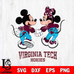 Virginia Tech Hokies Mickey Minnie Valentine Rugby Svg Eps Dxf Png File, Digital Download ,Instant Download, Cricut File