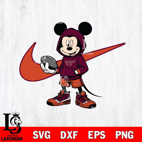 Virginia Tech Hokies Mickey Wearing Hoodie Sport Svg Eps Dxf Png File, NCAA svg, Digital Download, Instant Download