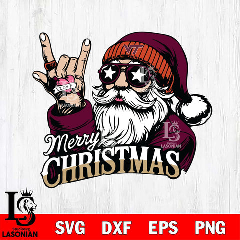 Virginia Tech Hokies Rock Santa Claus Football Svg dxf eps png pdf file,NCAA svg,Digital Download,Cricut file