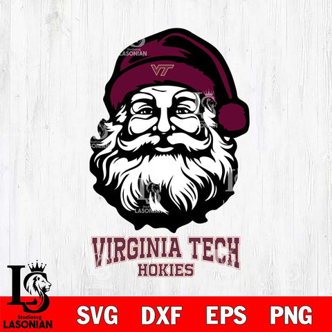 Virginia Tech Hokies Santa Claus Christmas Svg dxf eps png pdf file,NCAA svg,Digital Download,Cricut file