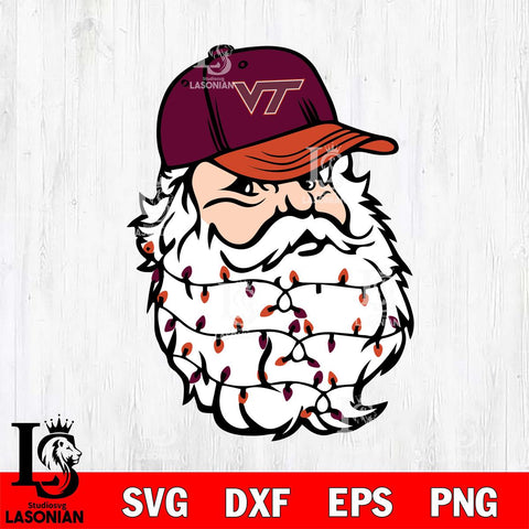 Virginia Tech Hokies Santa Claus Face Svg dxf eps png pdf file,NCAA svg,Digital Download,Cricut file