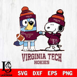 Virginia Tech Hokies Snoopy & Bluey Football Svg Eps Dxf Png File,NCAA Svg Files,Chill Guy svg ,Digital Download ,Instant Download, Cricut File